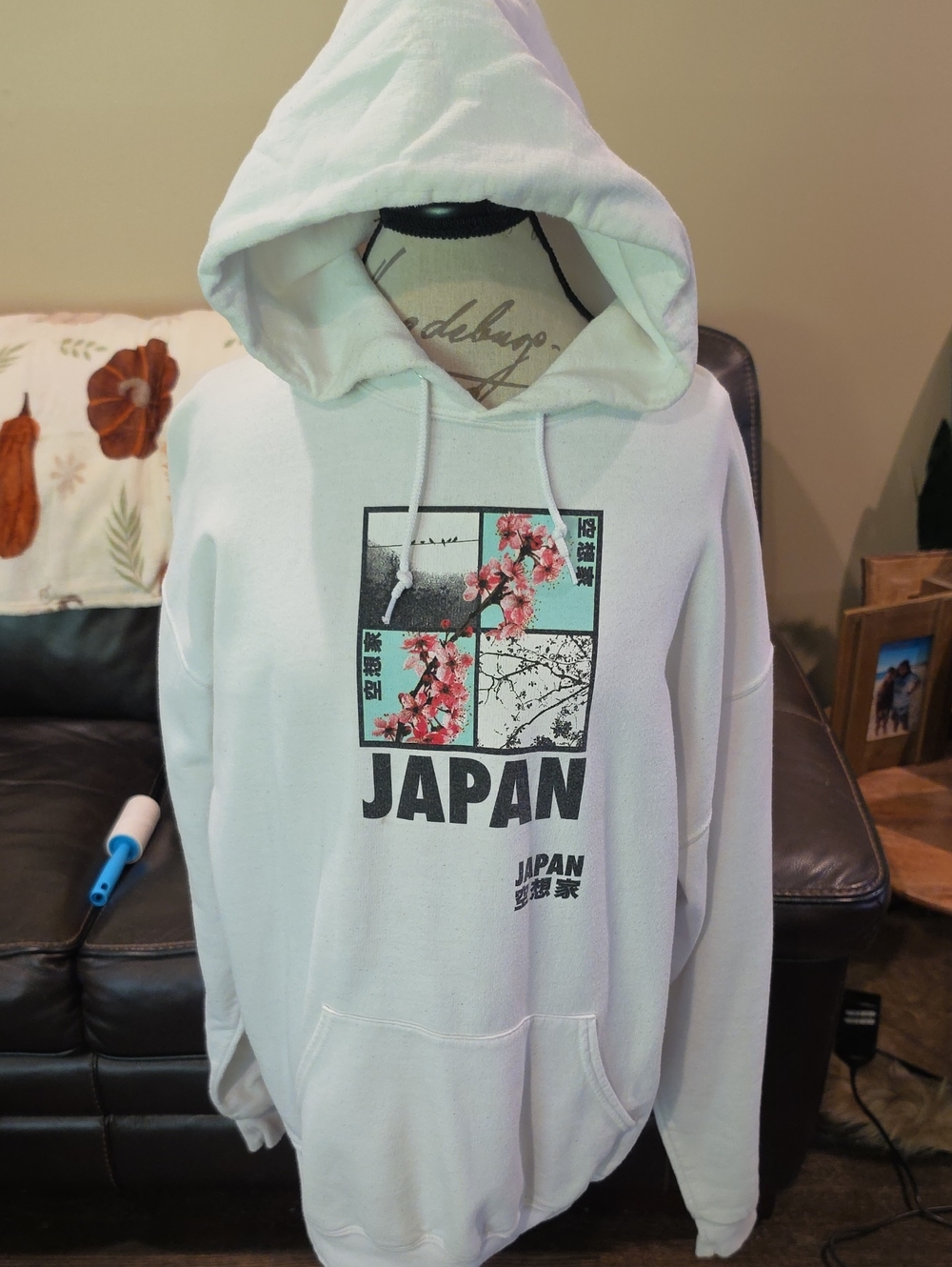 White Japan Graphic Hoodie - Men Sweatshirt